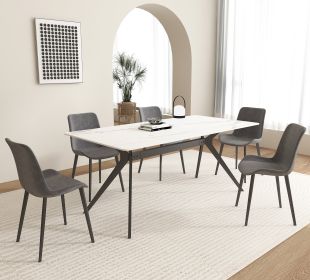 70.9 in Dining Table with Sintered Stone Table Top, Marble Dining Table Modern Kitchen Table for Living Room, Dining Room,Home and Office, White Tab