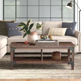 Coffee Table with 1 drawer "Elegant Walnut Coffee Table with Industrial Accents â€“ Durable, Functional, and Stylish Centerpiece for Living Room"