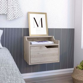 Busan Modern Floating Nightstand , End Table, Side Table Single-Drawer Design with Sleek Two-Tiered Top Shelf Surfaces- Light Grey - Bedroom