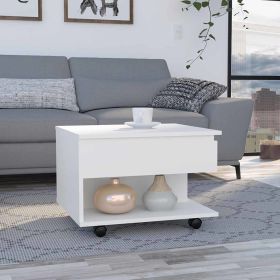 Luanda Lift Top Coffee Table, Casters, One Shelf -White