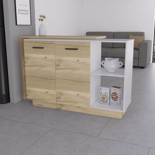Aspen Kitchen Island; Two Concealed Shelves ; Three Divisions