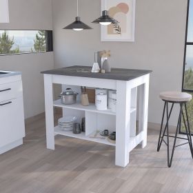 Brooklyn Kitchen Island, Three Concealed Shelves (Color: as Pic)